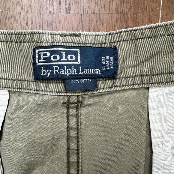 Polo Ralph Lauren Shorts Mens 38 Khaki Green Cargo Polo 67 Chino 100% Cotton - Picture 3 of 16